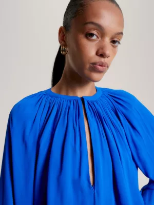 Blusa de crepe oversized com franzidos