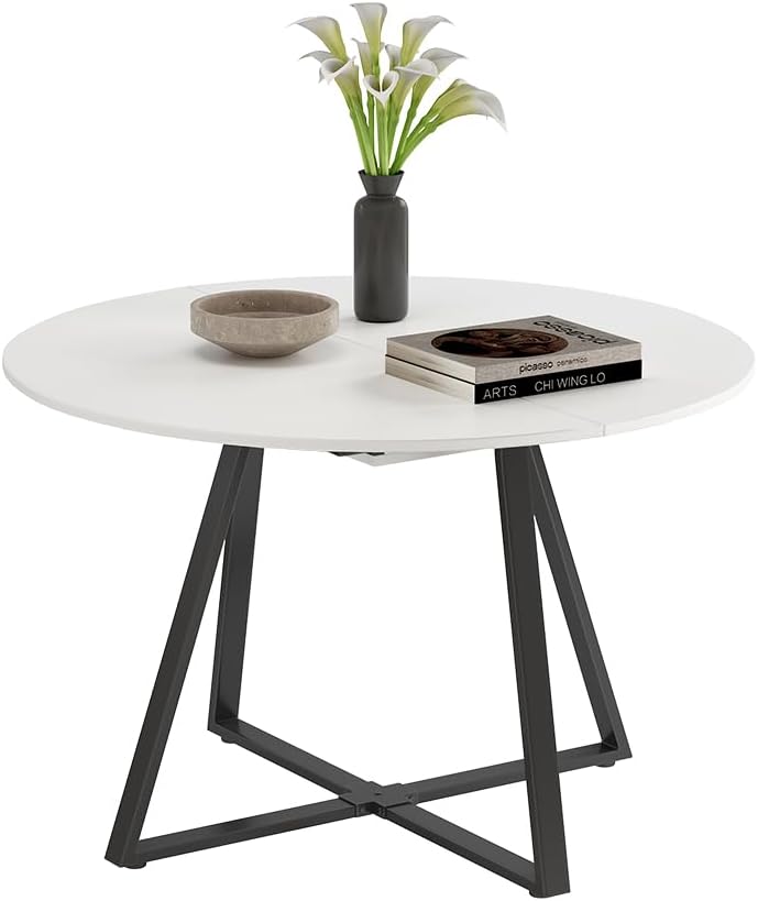 Vicco Esstisch Loyd, Weiß/Schwarz, 120 x 120 cm ausziehbar