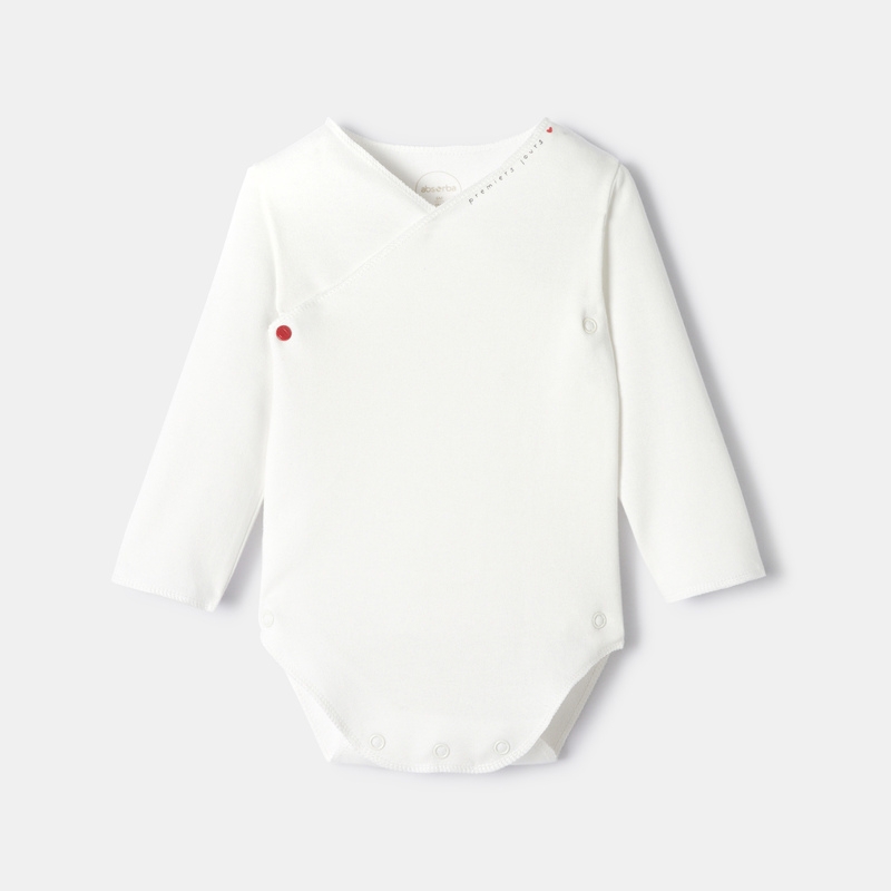 Body cœur croisé manches longues en coton bio blanc naissance Absorba