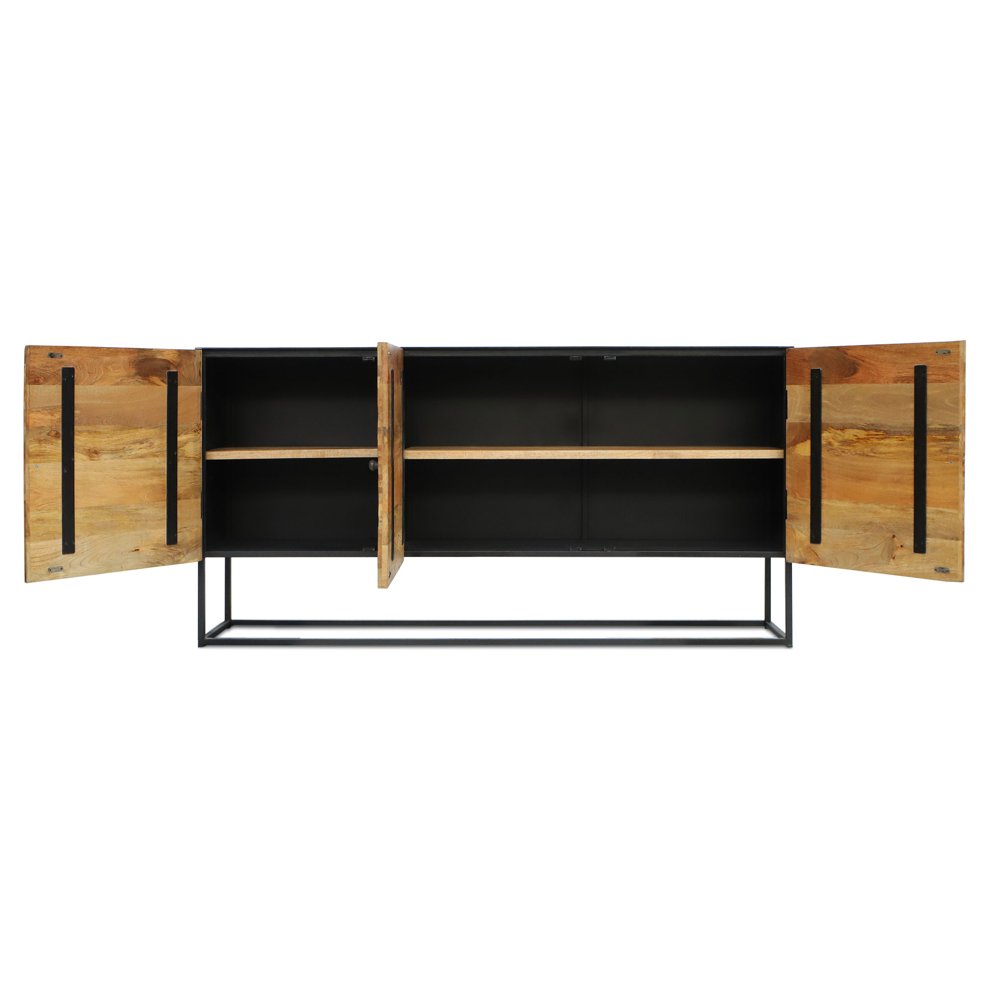 Sideboard 'Denford' mit 3 Türen, Mangoholz und Eisen, B 180 cm, H 90 cm, L 40 cm von fischer's lagerhaus