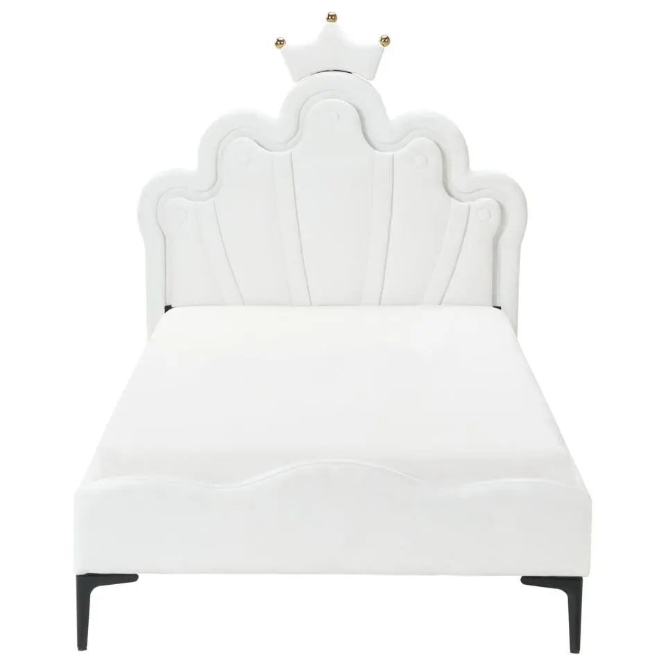 RUBIAN - Bed met LED - Wit - 90 x 200 cm - Fluweel