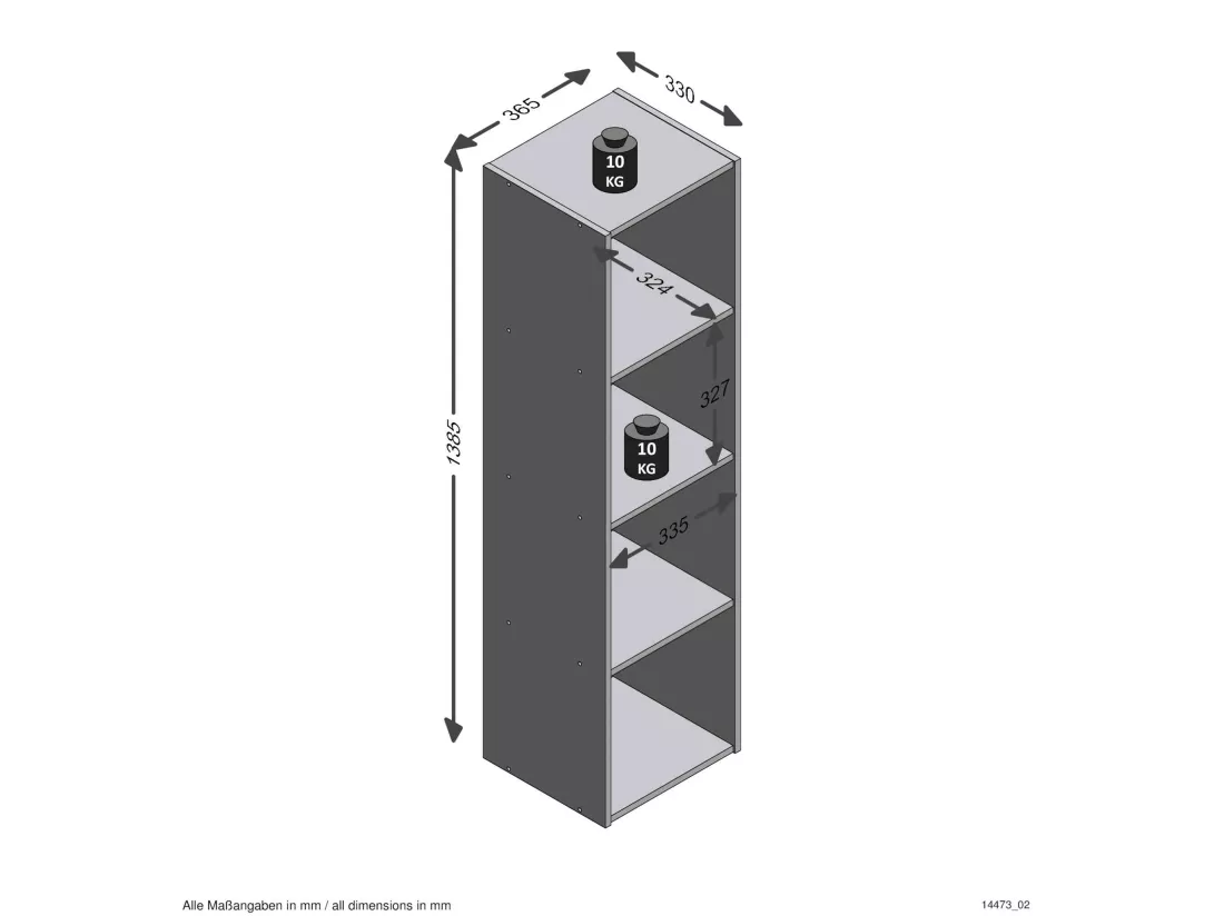 Bibliothèque 4 cases en bois imitation chêne sable - BI13010