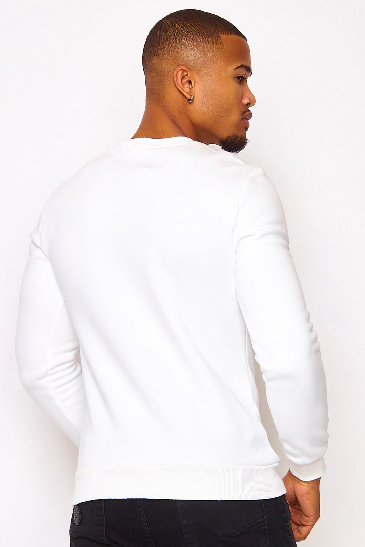 Sweat blanc broderie Brentiny multicolore