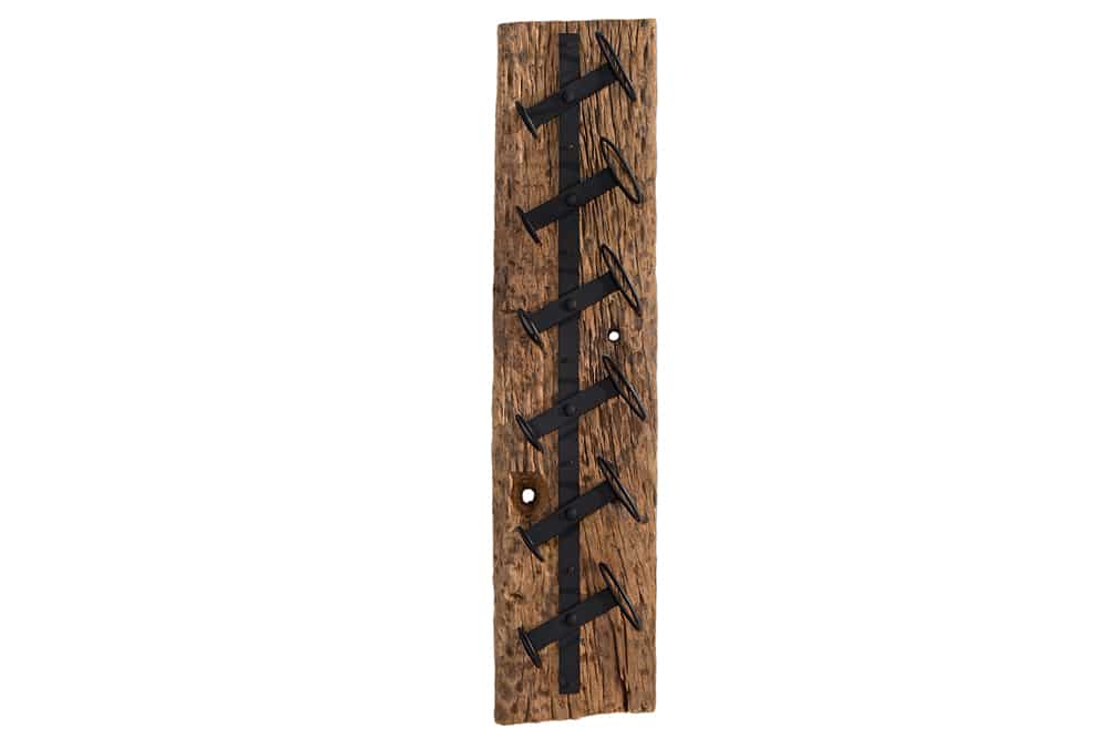 Massives Wand Weinregal BARRACUDA 100cm natur Teakholz Flaschenhalter