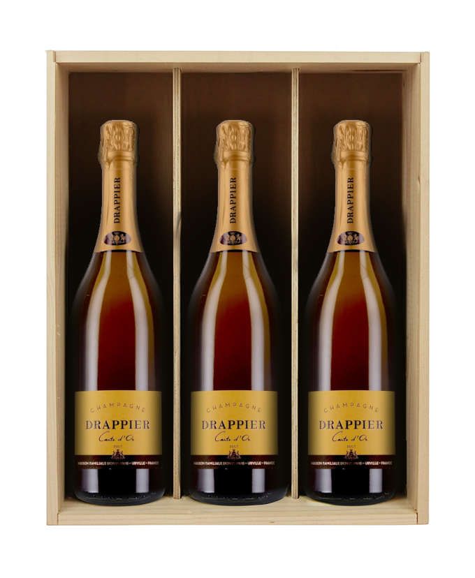Champagne Drappier Carte d'Or - 3 bouteilles & Caisse bois