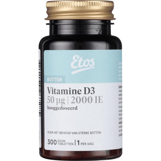 Etos Vitamine D3 50 ug Kauwtabletten Multifruit 300 stuks