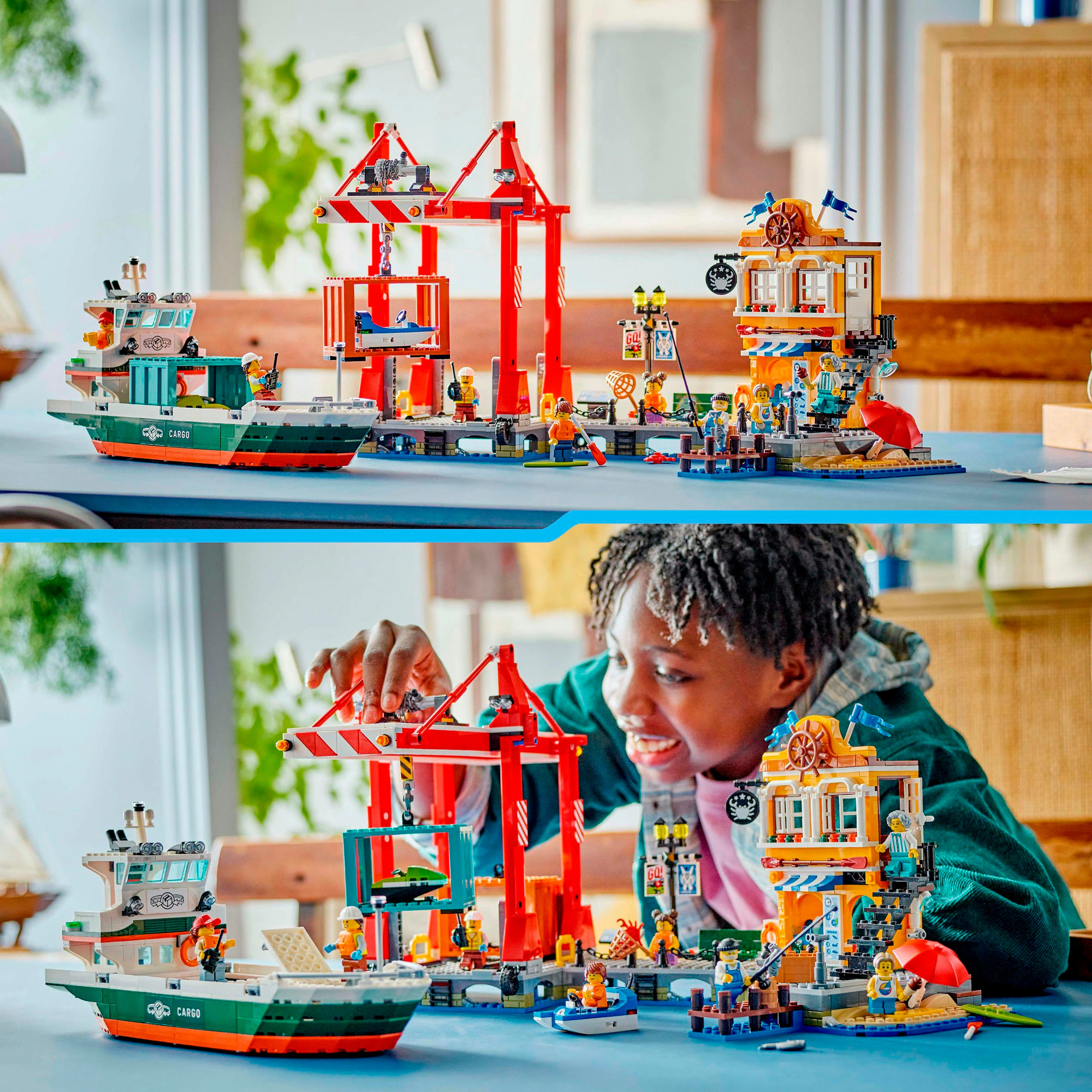 LEGO Konstruktionsspielzeug City Hafen mit Frachtschiff