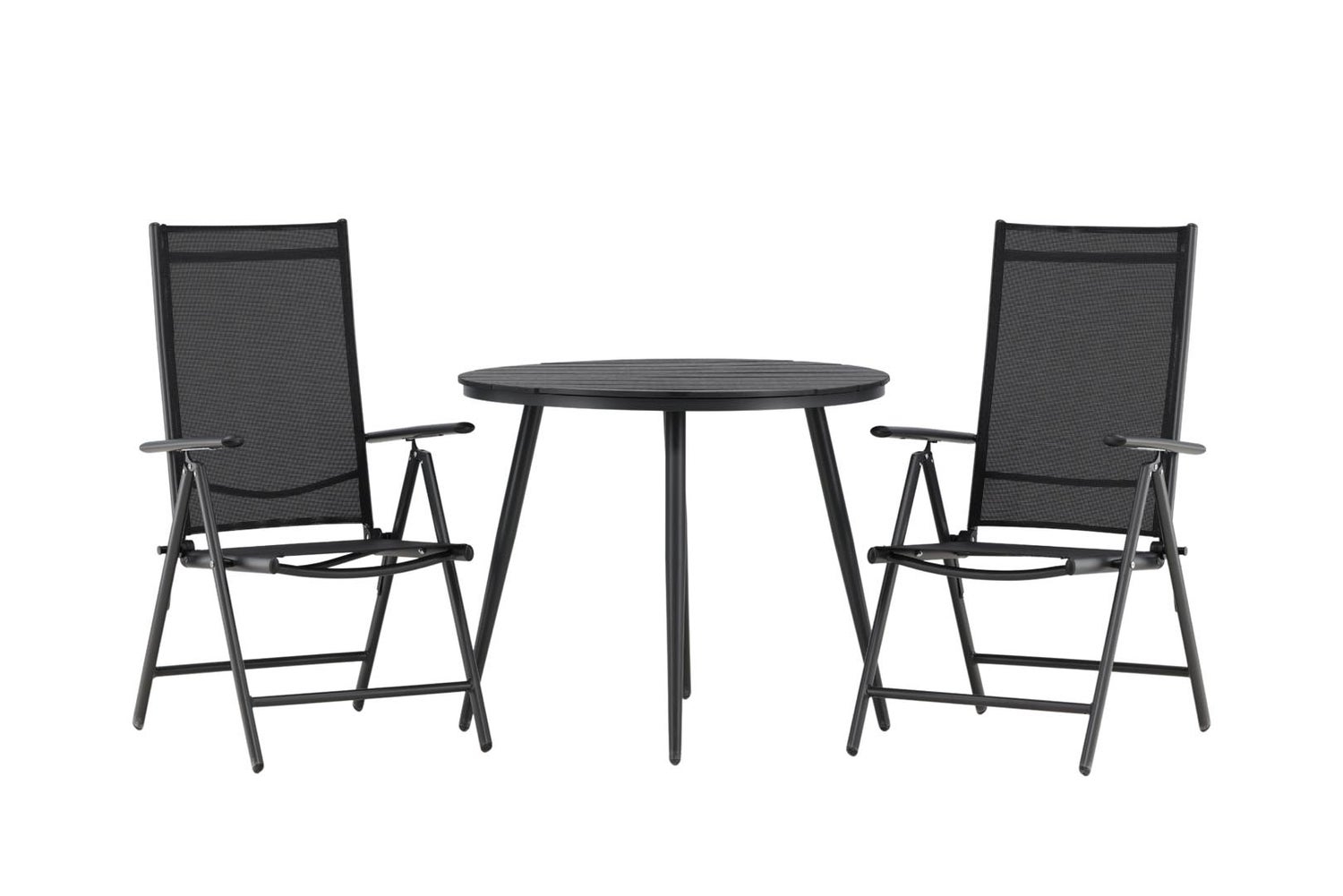 Break tuinset: tafel 90x90cm, 2 Break stoelen, zwart. 90 x 74 x 90 cm