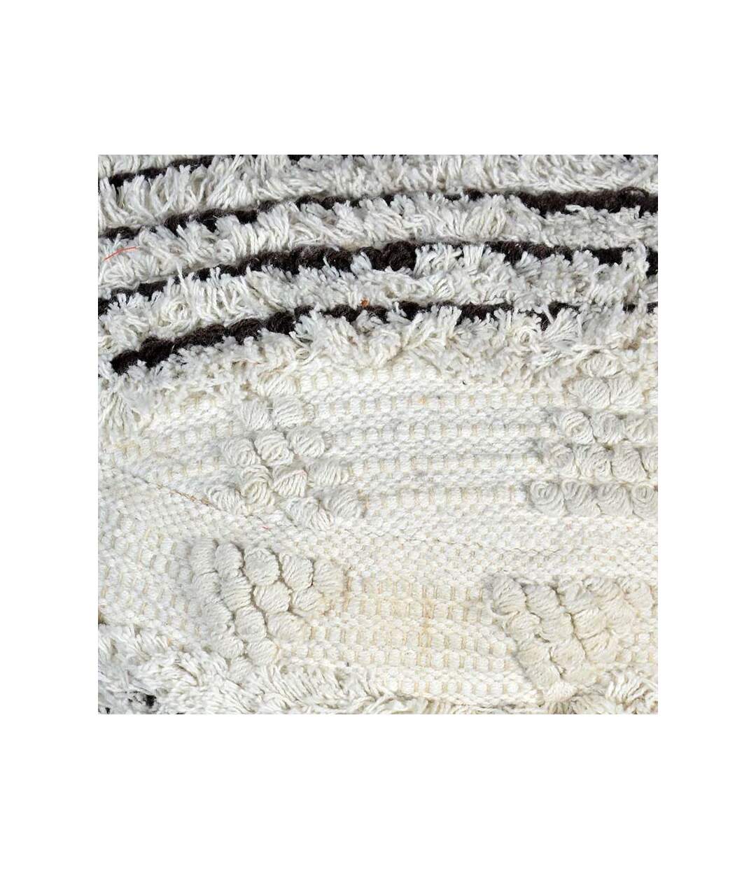 Paris Prix - Pouf En Tissu Macramé yako 60 Blanc & Noir