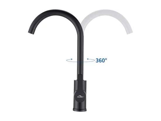 Mitigeur de Cuisine Pivotant à 360° Elégant Robinet d'évier Bec Haut avec Barboteur Démontable pour Cuisine, à Eau Chaude et Froide, Noir