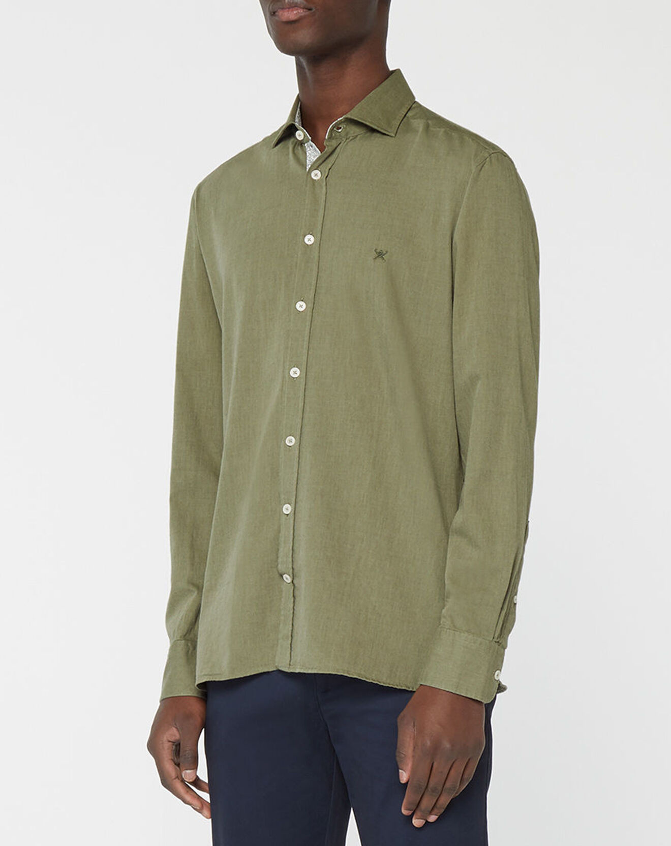 Hackett London Chemise Slim fit Trim Twil Sport kaki