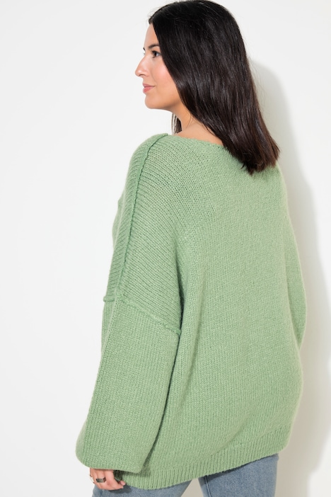 Pullover, V-Ausschnitt, weiter Langarm, oversized