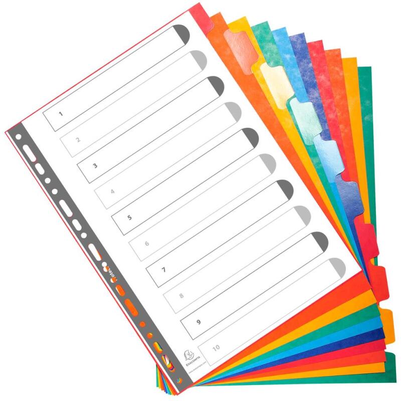 Intercalaires Carte lustrée 225 g avec onglets renforcés - 10 positions - A4