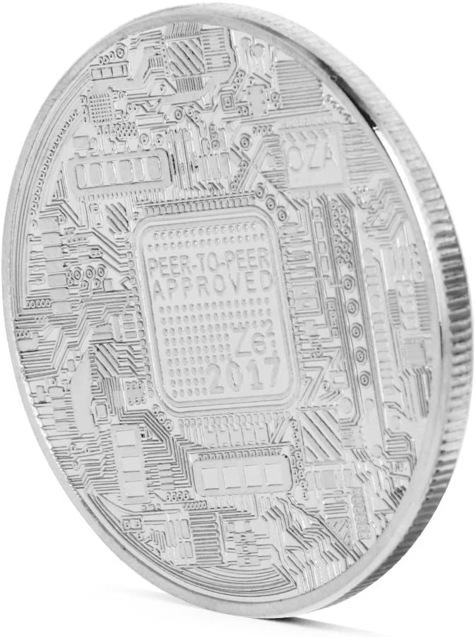 (Ø38mm) Bitcoin BTC Krypto Münze Souvenir Sammlerstück inkl. Münzkapsel - Silber