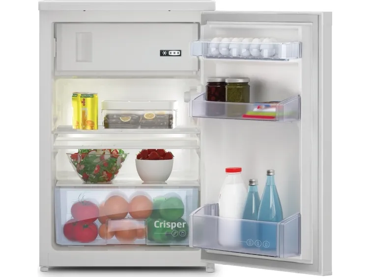 Beko TSE1234FSN - Køleskab med fryseenhed - under køkkenbord - bredde: 54 cm - dybde: 60 cm - højde: 84 cm - 114 liter - Klasse E - inox