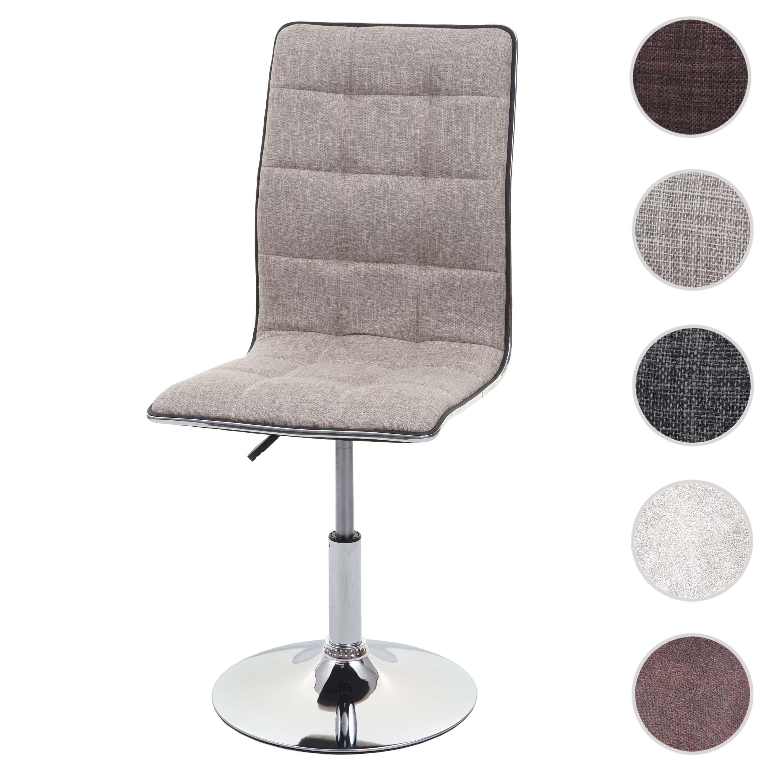 Esszimmerstuhl MCW-C41, Stuhl Küchenstuhl, höhenverstellbar drehbar, Stoff/Textil MVG-zertifiziert ~ creme-grau