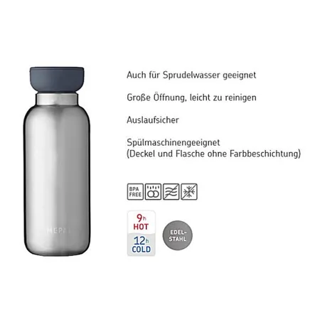 Mepal Thermoflasche Ellipse 350 ml - Edelstahl gebürstet