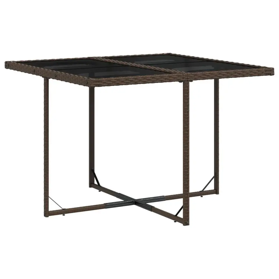 vidaXL - 5-delige Tuinset met wit kussens - Bruin - Poly rattan - 110x106 cm
