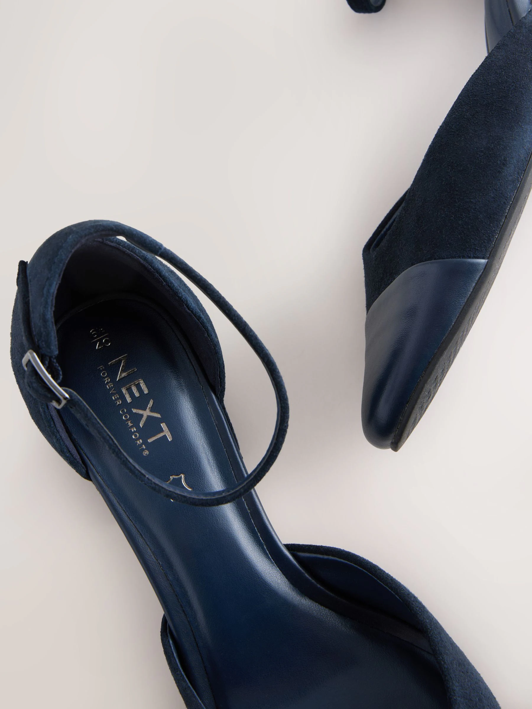 Marineblauw suède - Premium Suede Toe Cap Block Heels
