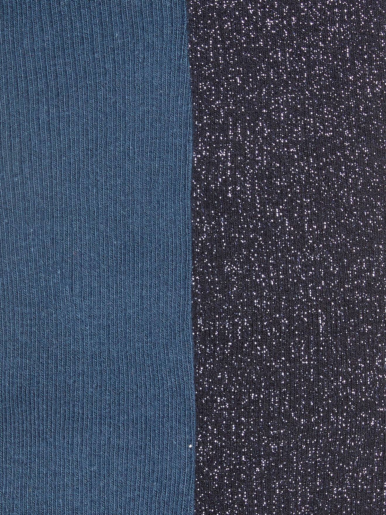 Conjunto com 2 pares de meias-calças caneladas brilhantes, azul-escuro bicolor/multicoloridas para meninas.