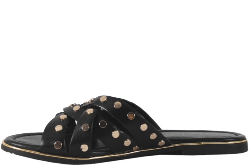 COPENHAGEN SHOES LALA STUDS SORT SLENTERS I SKIND