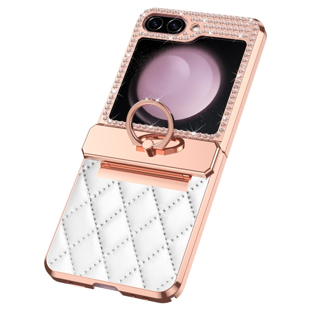 Samsung Galaxy Z Flip7 FE / Z Flip6 Hardcase Hülle Finger Griff Ring Halterung Glitzer Design   Scharnier Design - Roségold