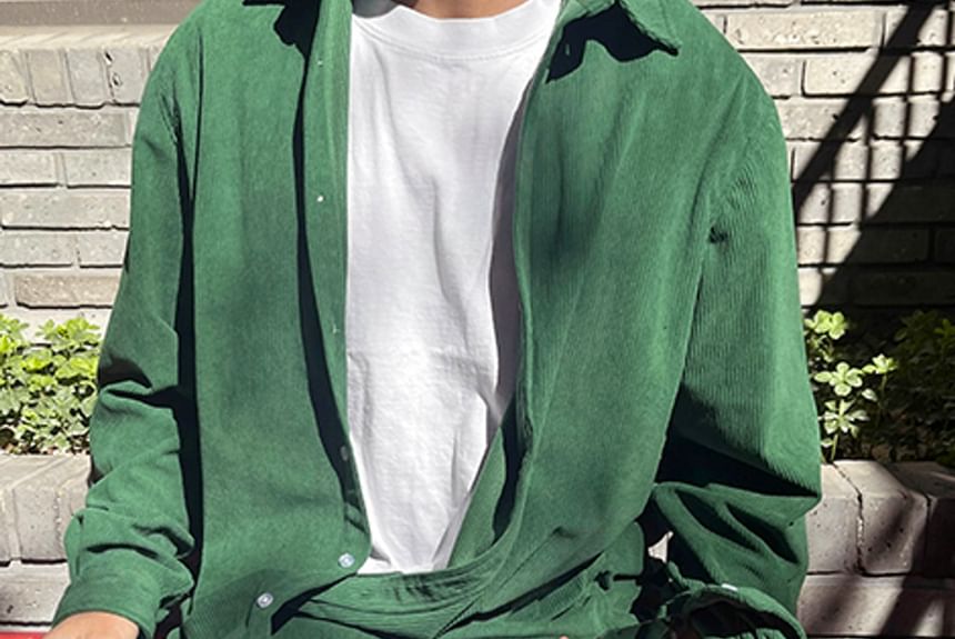 SeoulPop - Losvallend corduroy overhemd met lange mouwen