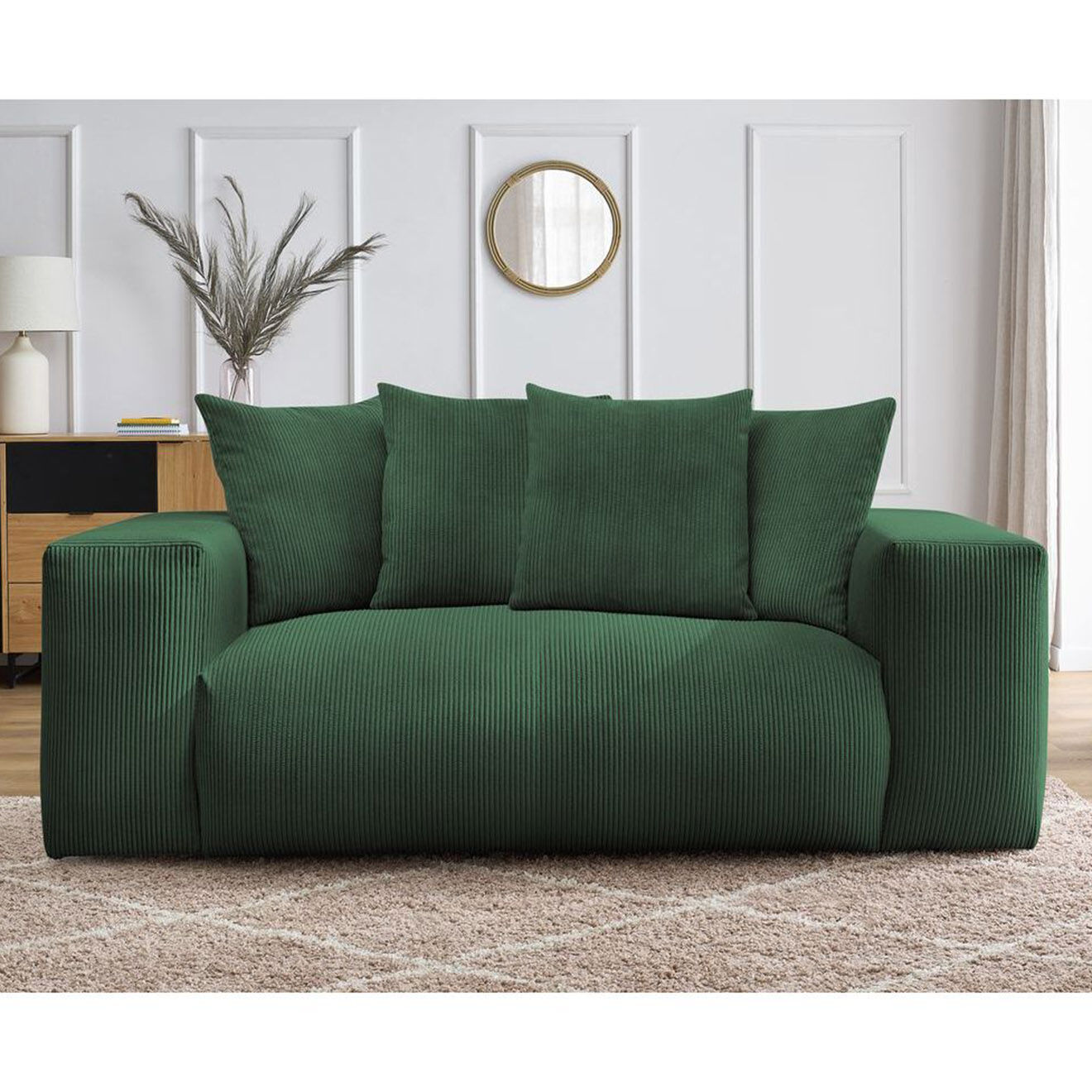 Bobochic Canapé 2 places moelleux voltaire vert - 220x124x75 cm
