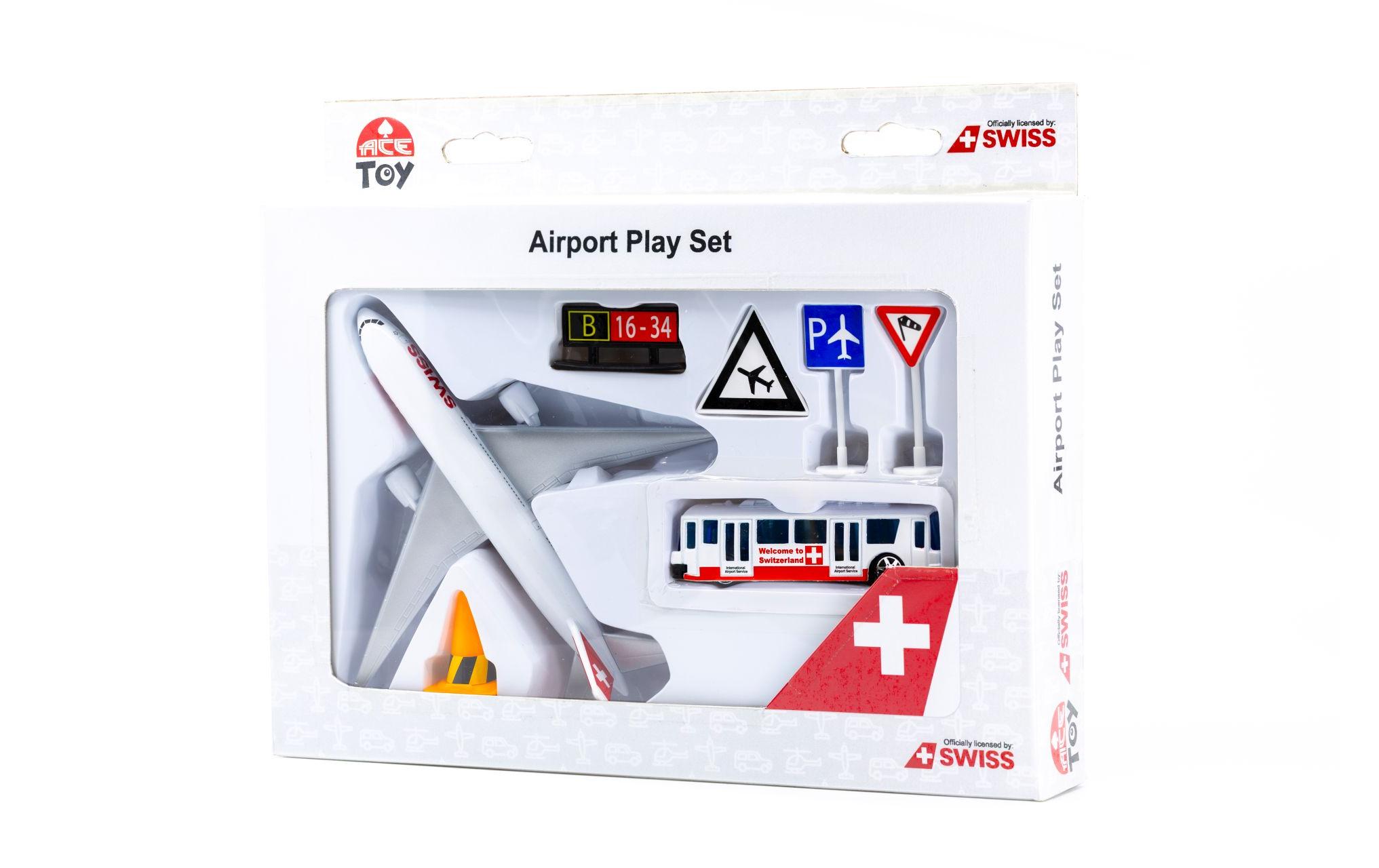 Toy Airport Play Set Swiss 1:87Realistisches Flughafen Spielset für vielfältige Szenarien