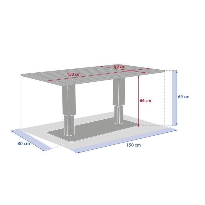 Table de jardin relevable rectangulaire SALIMIA Argile & Lin