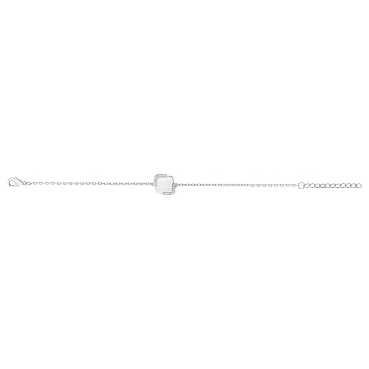 Bracelet souple mono-motif en Argent avec oxyde de zirconium blanc