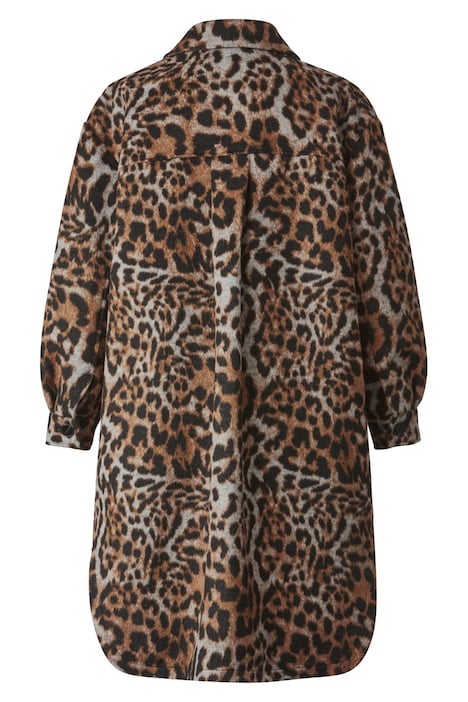 Hemdmantel, oversized, Leo-Print, Hemdkragen, Langarm