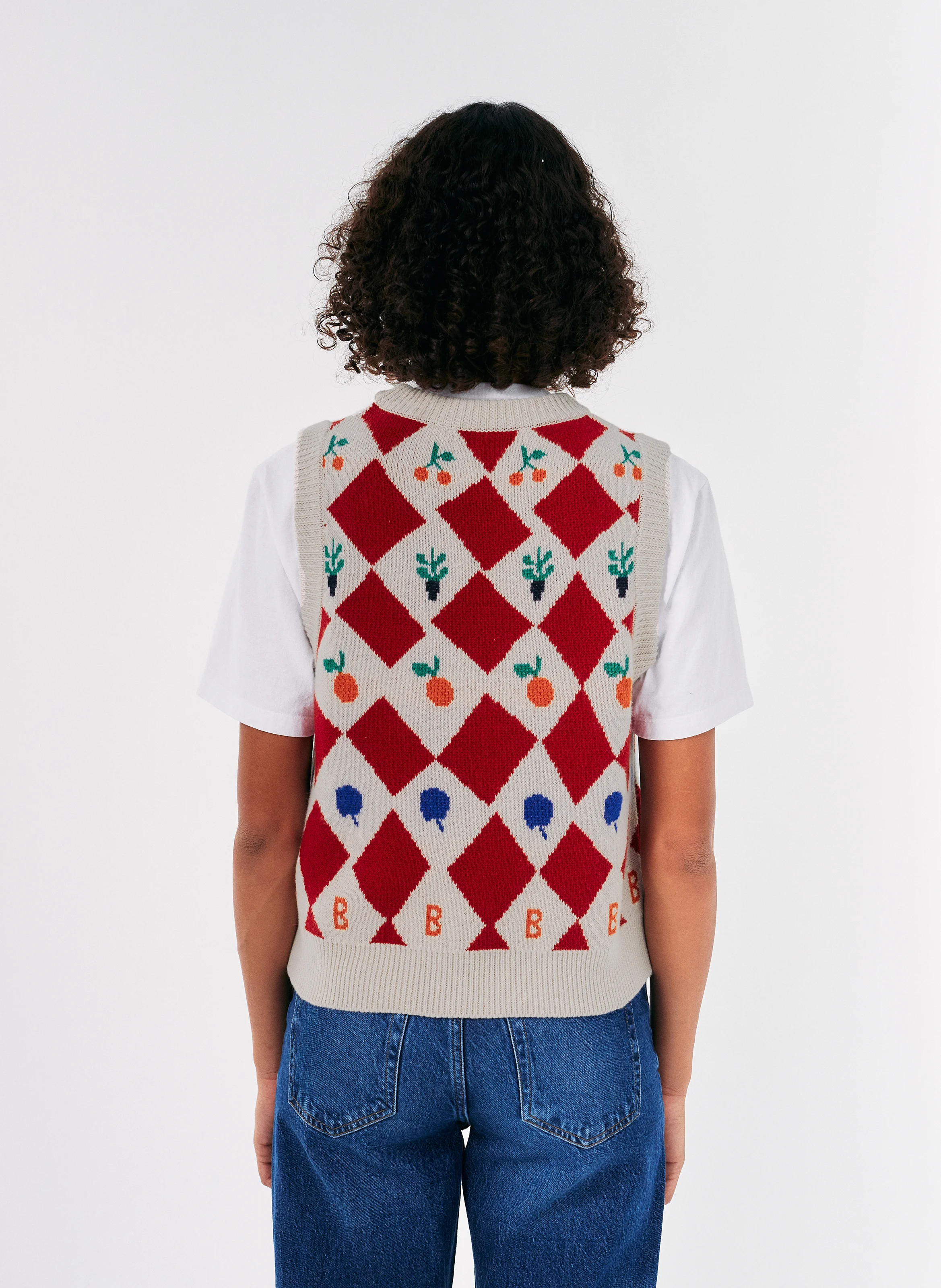 Pull col rond jacquard en cachemire et en laine mélangés | Rouge