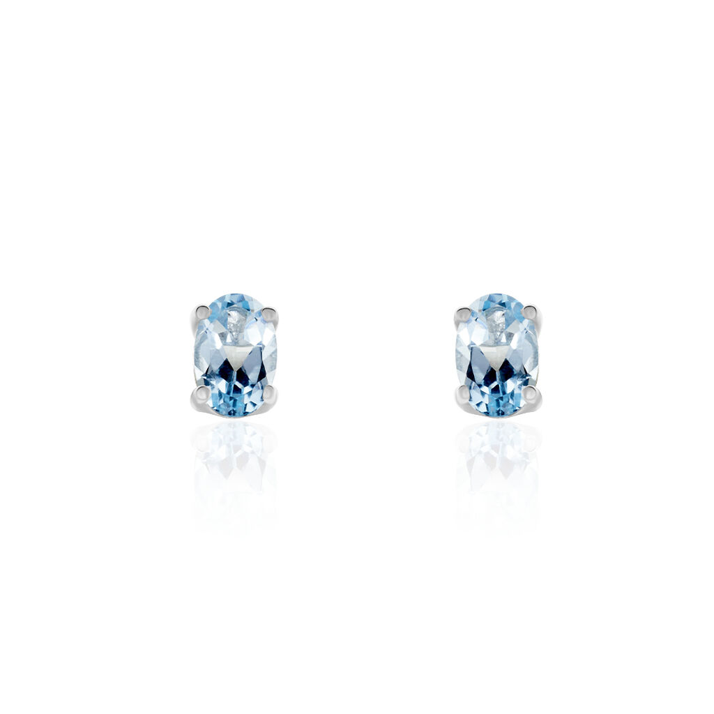 Boucles D'oreilles Puces Elea Serti Griffe Or Blanc Topaze
