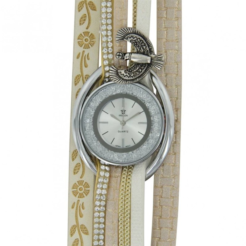 Montre Femme BELLOS bracelet Cuir Blanc