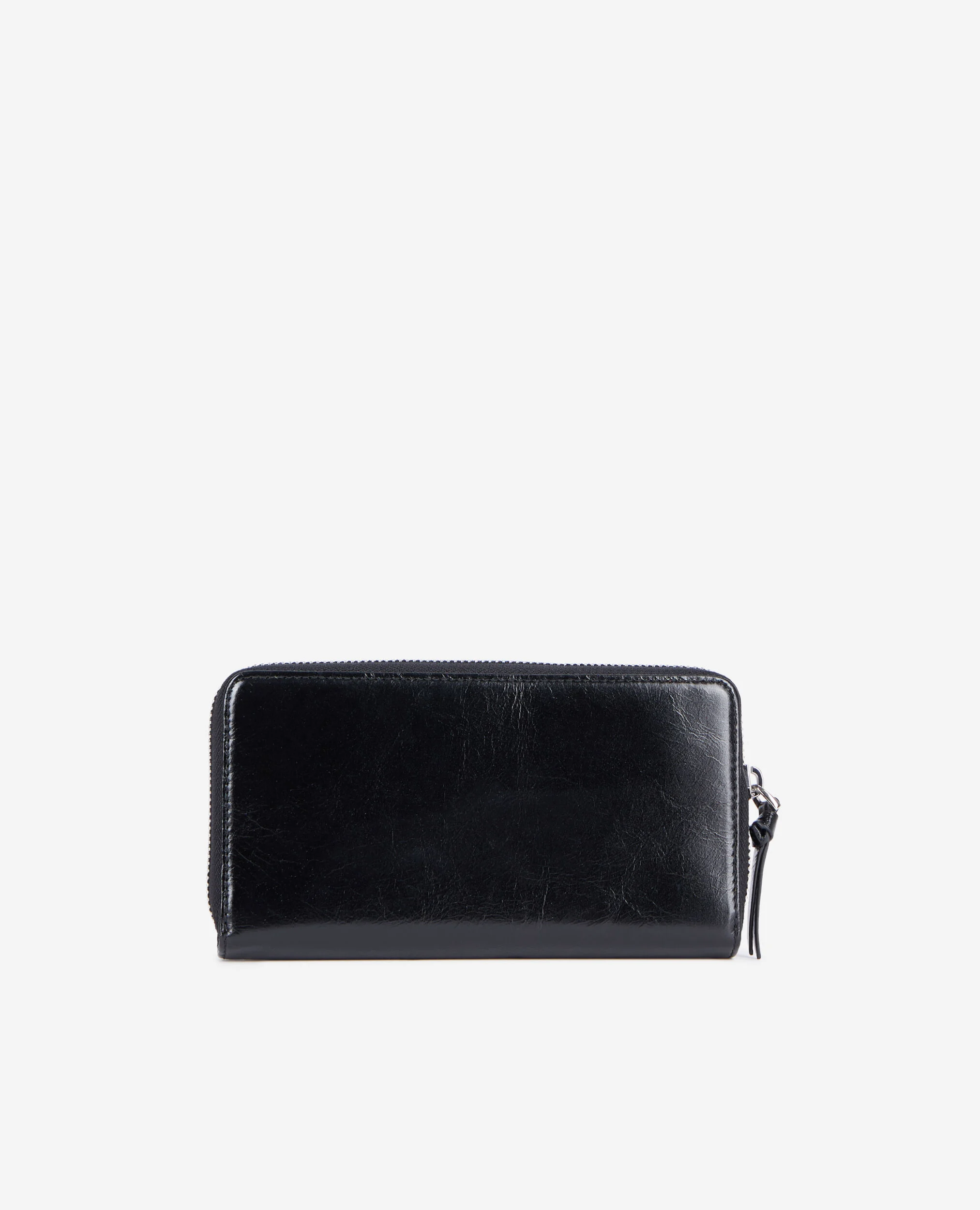 Portefeuille Amelia en cuir craquelé noir