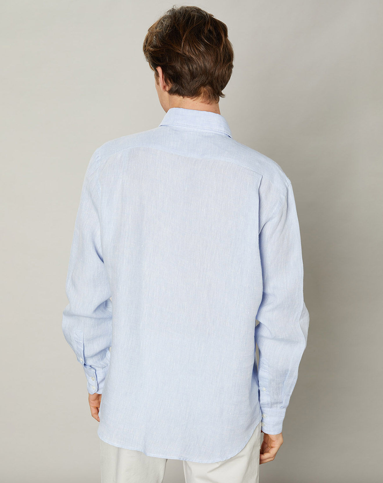Hartford Chemise regular 100% Lin Paul bleu ciel