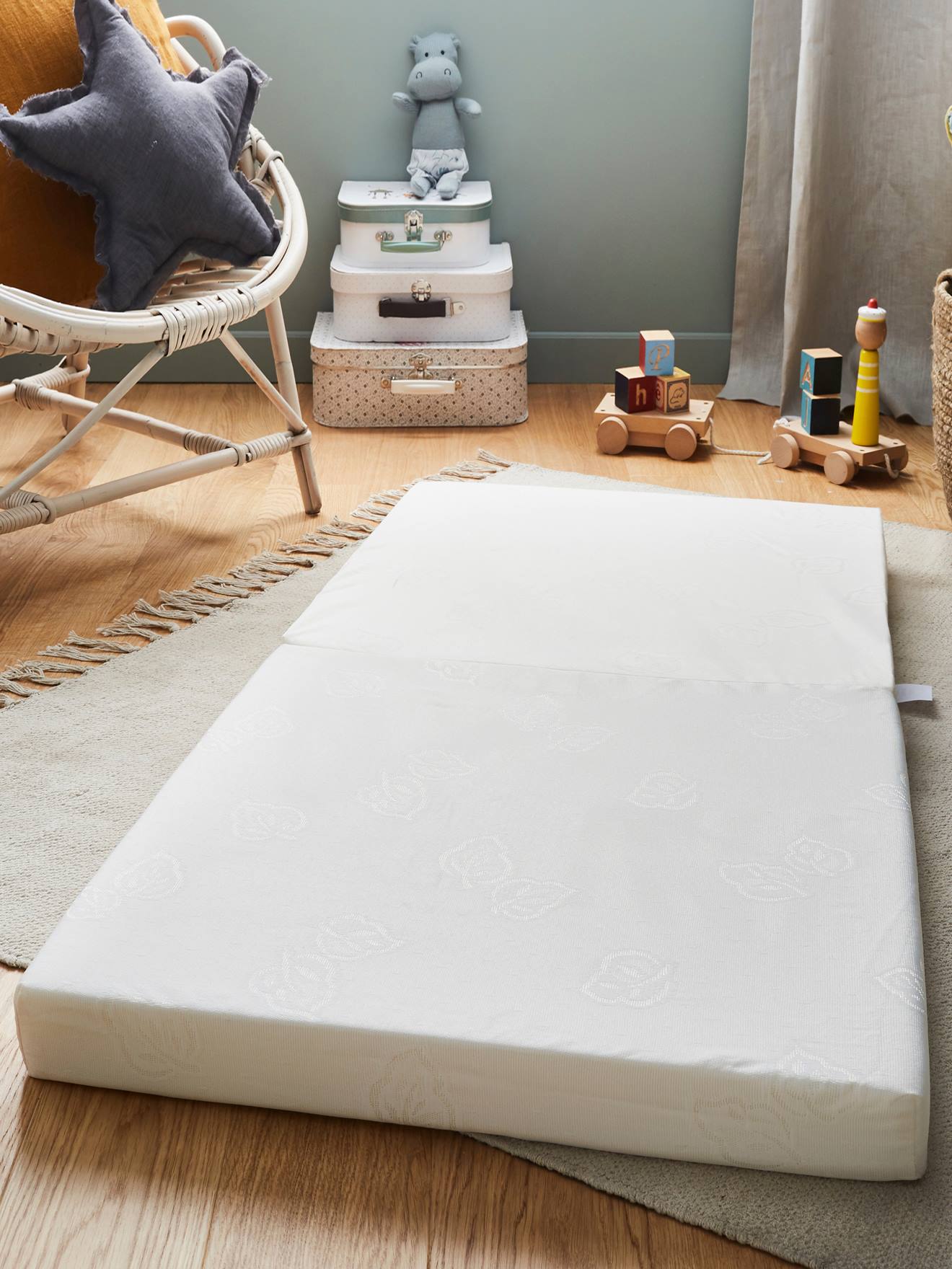 Meu pequeno colchão dobrável portátil 60 x 120 cm P'TIT LIT branco claro liso