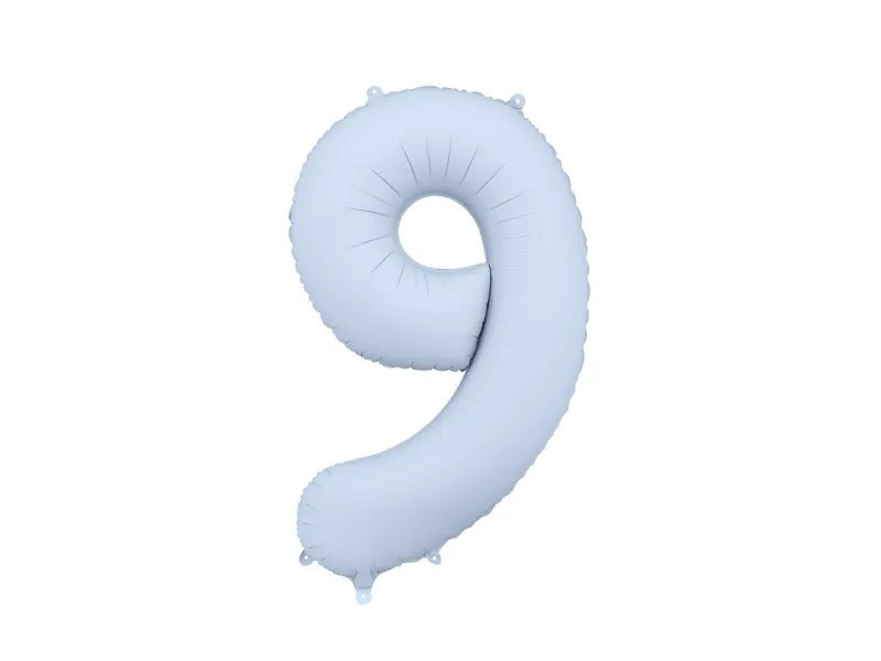 9 Jaar Cijfer Ballon Lichtblauw Mat Leeg 86cm