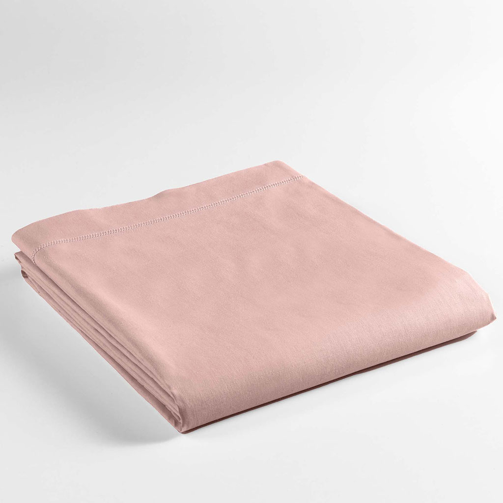 Drap plat coton 57 fils rose 240x300cm