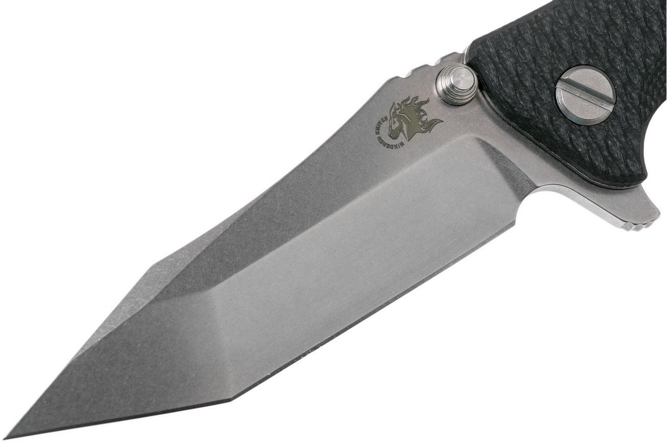 Rick Hinderer Eklipse 3.5” Tanto, CPM 20CV Stonewashed, Black G10 zakmes