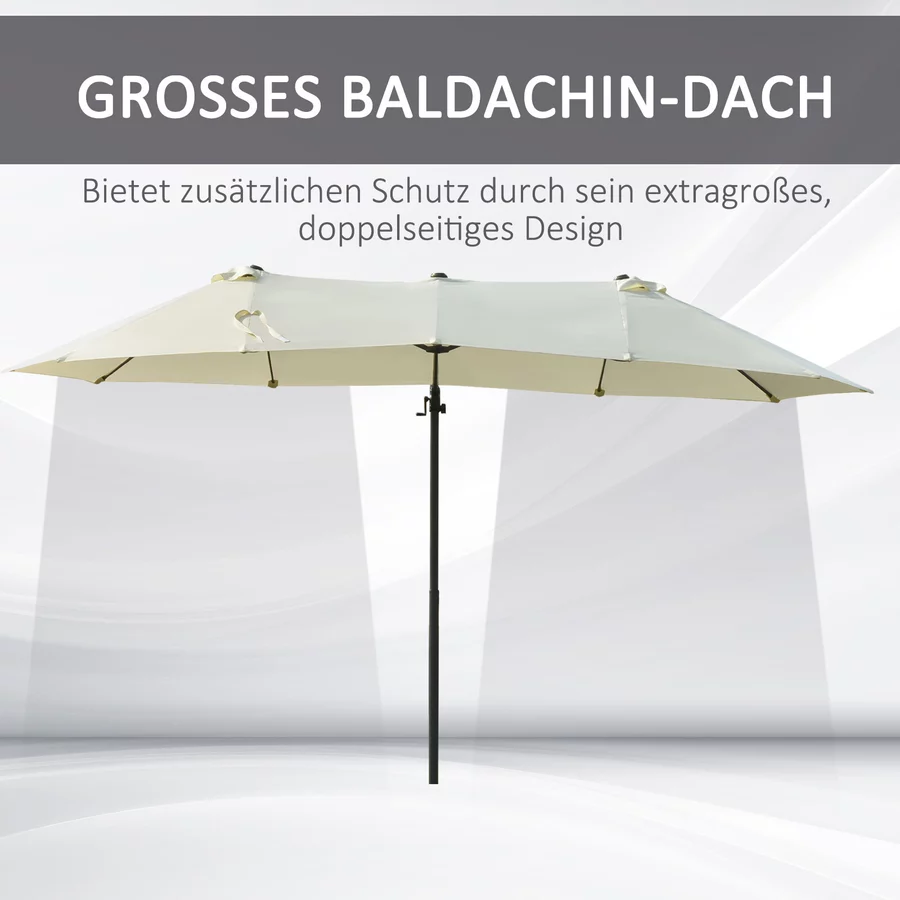 Outsunny Doppelschirm mit Kurbel creme