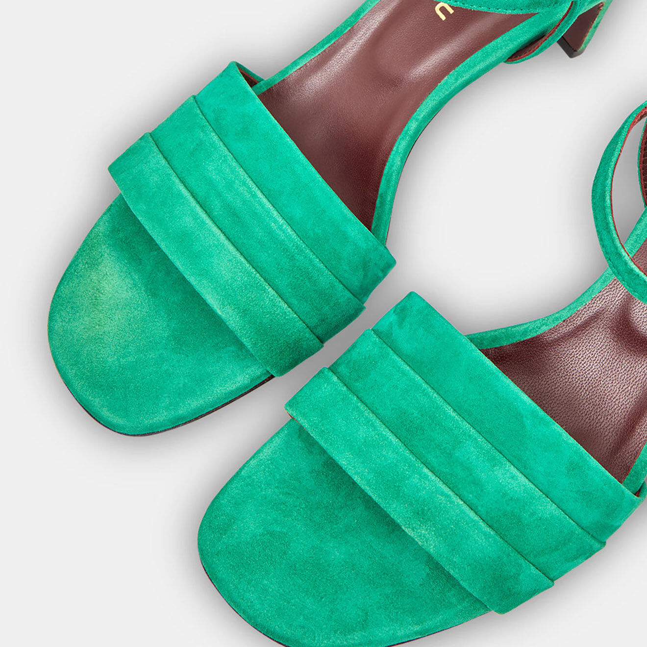 Avril Gau Sandales en Velours de Cuir vertes - Talon 5.5 cm