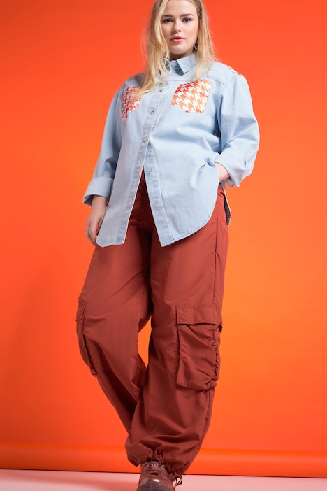 Cargohose, weites Bein, Cargotaschen, Saum-Bindeband