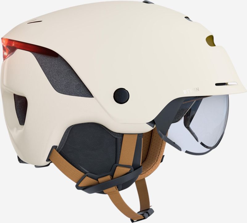 Fietshelm - Beige - 900 - Met Vizier en Achterverlichting