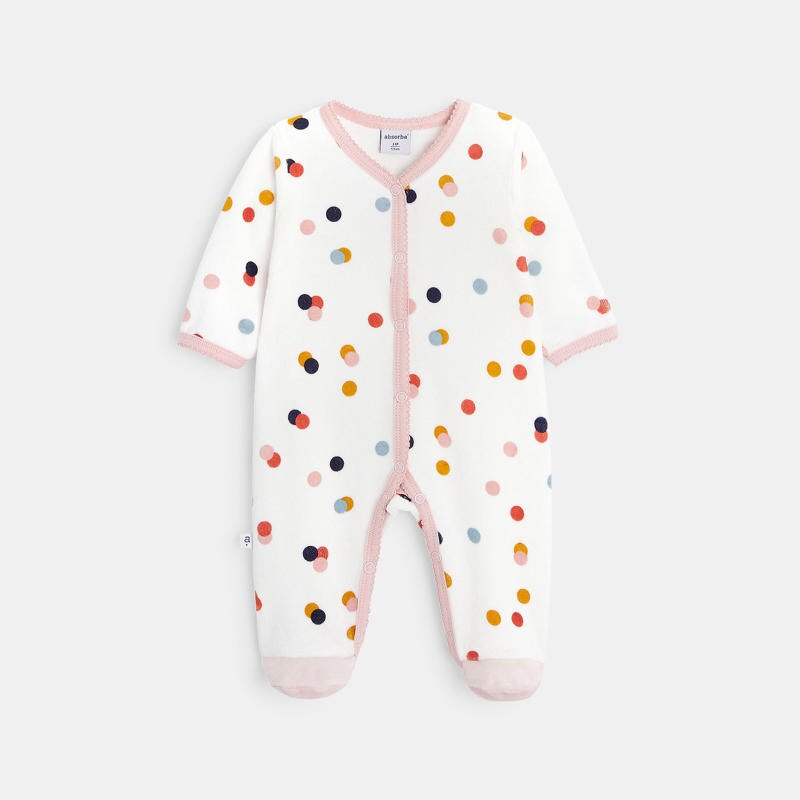 Dors-bien en velours bébé fille à pois Aucune nuance