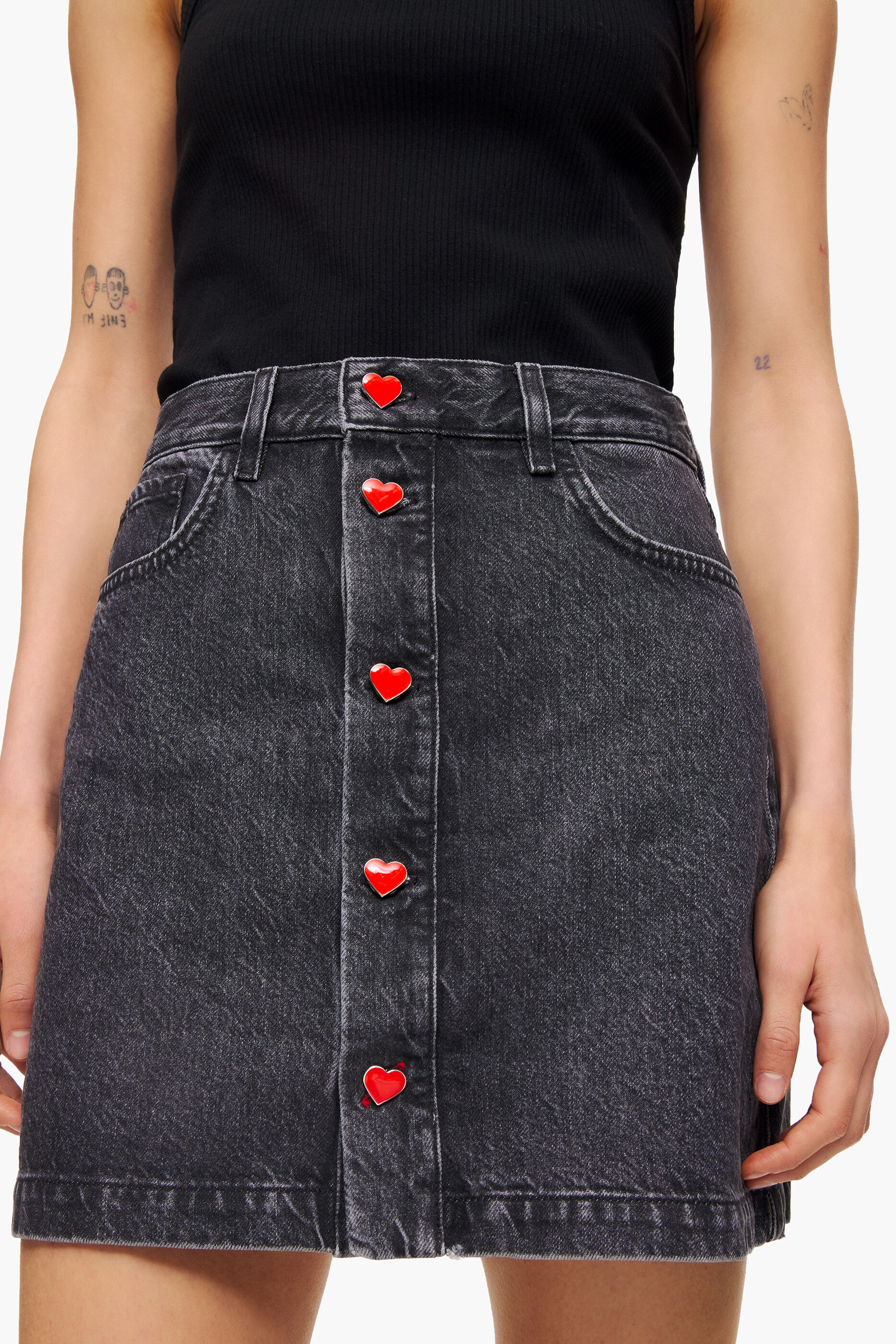 Minissaia jeans preta