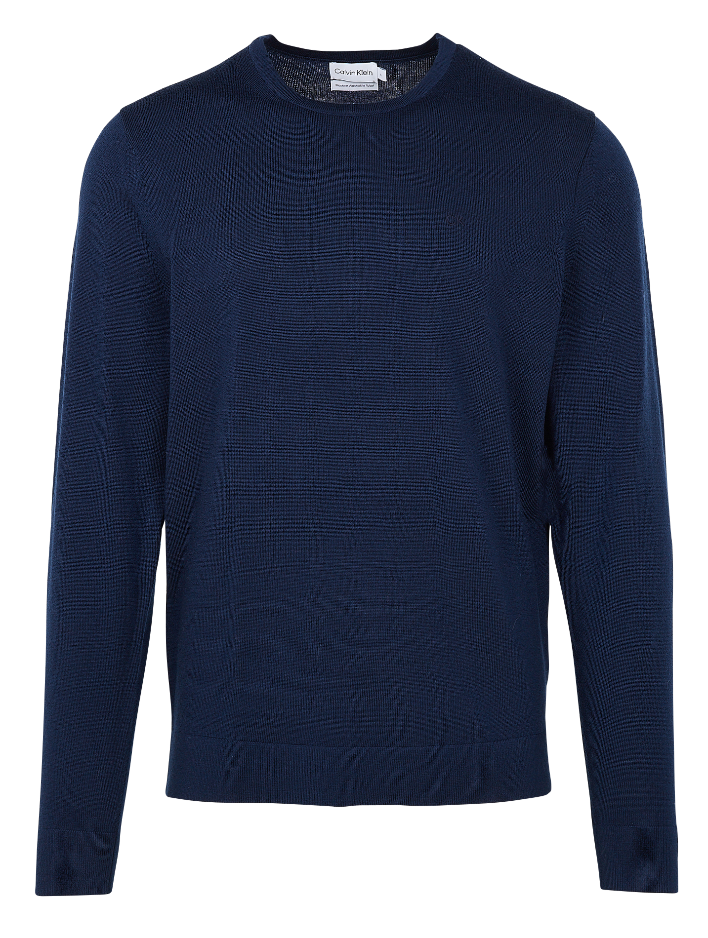 Pull col rond regular-fit en laine| Bleu