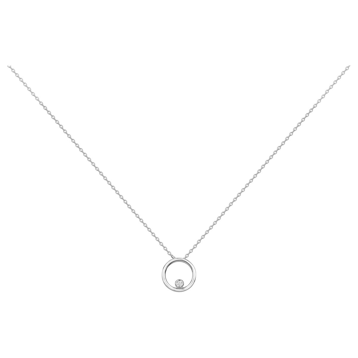 Collier mono-motif en Argent avec oxyde de zirconium blanc