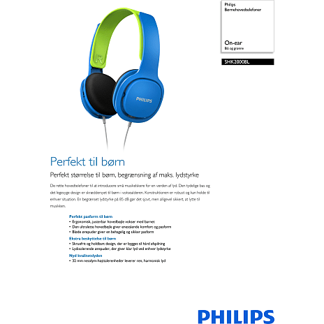 Philips SHK2000BL børnehøretelefoner - blå